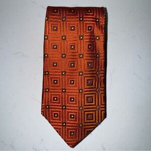 Jos. A. Bank Men's Orange Geometric Designed 100% Silk Tie